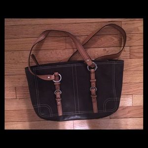 Coach Brown and Tan zippered handbag